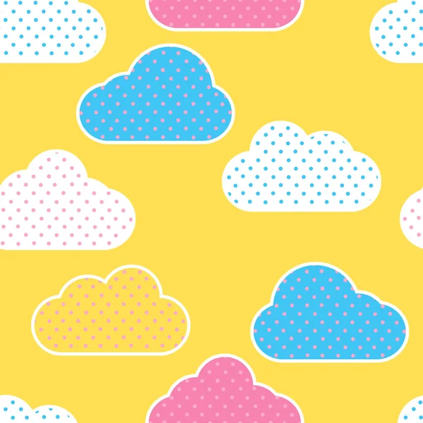Helles Nahtloses Muster Aus Bunten Wolken Ideal Für Tapeten Stoffe — Stockvektor