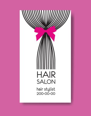 Şablon tasarım kartvizit uzun düz saç kuyruğu ile bir