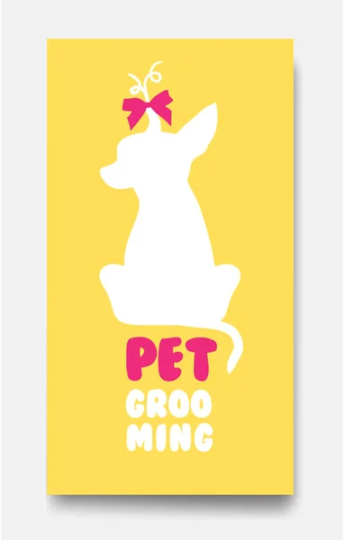 Modelo de cartão de visita de pet grooming com pouco cão sentado c — Vetor de Stock