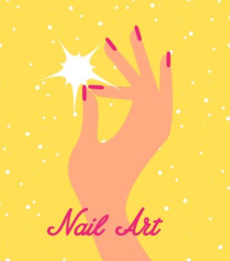 Kadın el ile pembe tırnak