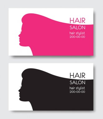 Saç salonu kartvizit şablonları ile güzel kadın yüzünü sil