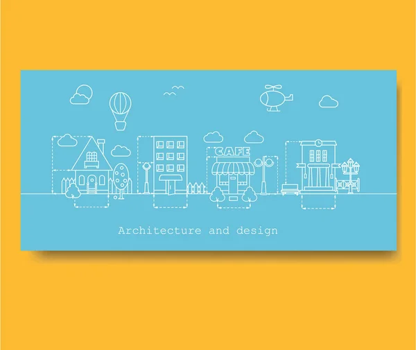 Gebäudedesign. Zeichnung mit Maßen auf blauem Papier Vektorgrafiken