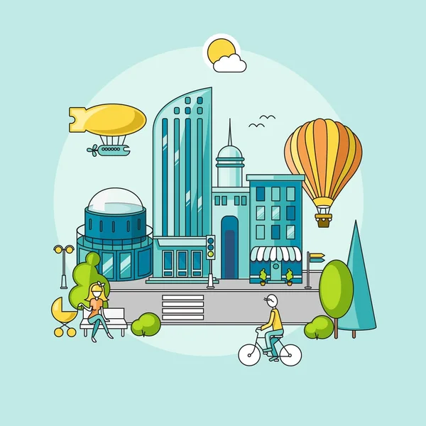 Modern şehir. Şehir manzarası ile gökdelenler, yüksek katlı bina