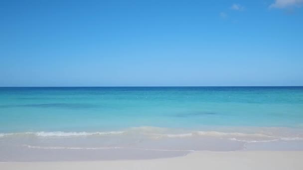 Atlantic Ocean Skyline Calm Serene Waves Sand Shore Tropical Island — Stock Video