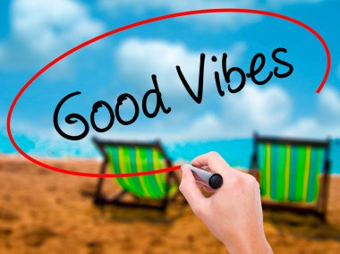 Adam el iyi hisler ile siyah kalemi görsel ekranda yazma.