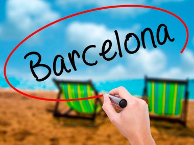 Adam el Barcelona ile siyah kalemi görsel ekranda yazma.
