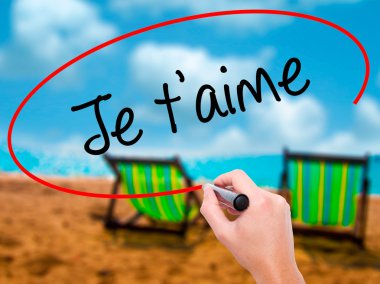 Adam el je t'aime (ı Love You Fransızca) siyah m ile yazma