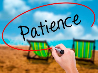 Adam el sabır ile siyah kalemi görsel ekranda yazma.