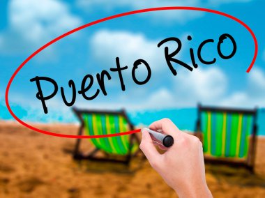 Adam el Puerto Rico ile siyah kalemi görsel ekranda yazma.