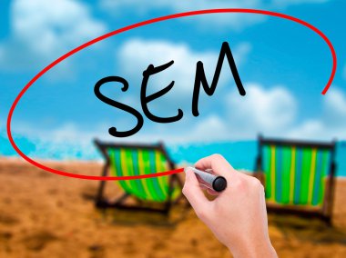 Adam el ile siyah marke SEM (arama motoru pazarlaması) yazma