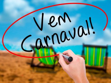 Karnaval yazma adam el ile siyah m (Portekizce olarak) geliyor
