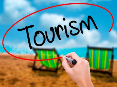 Adam el turizm ile siyah kalemi görsel ekranda yazma..