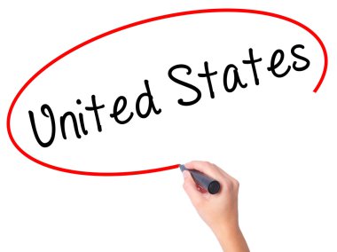 Kadın el Amerika Birleşik Devletleri ile siyah kalemi görsel scr yazma.
