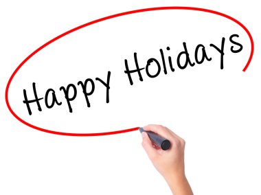 Kadın el Happy Holidays görsel sc siyah kalemi ile yazma