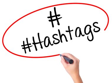 Görsel ekran siyah kalemi ile kadınlar el yazma #Hashtags