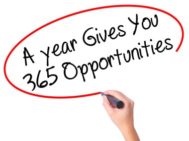 Kadın el ile siyah bir yıl 365 fırsatlar verir yazma