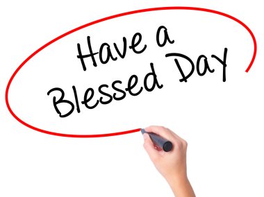 Kadın el yazma Görs üzerinde siyah kalemi ile harika bir gün var