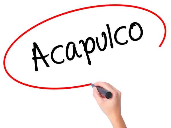 Жінки рукописний текст почерк Акапулько з чорний маркер візуального екран — стокове фото