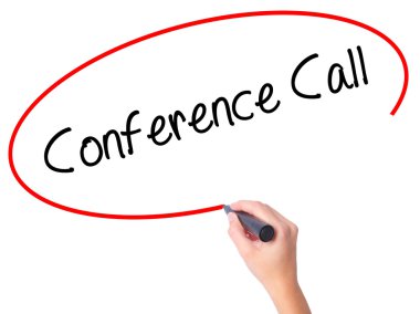 Kadın el konferans araması ile siyah kalemi görsel s yazma.