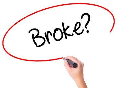 Kadın el Broke yazma? görsel ekran ile siyah kalemi