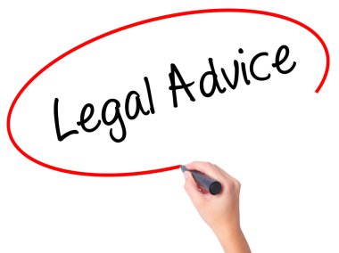 Kadın el yasal tavsiye ile siyah kalemi görsel scre yazma.