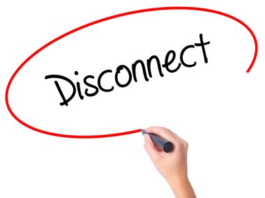 Kadın el bağlantı kesme ile siyah kalemi görsel ekranda yazma.