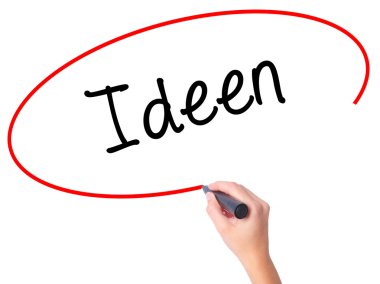 Kadın el Ideen (Alman fikirleri) üzerinde siyah kalemi ile yazma