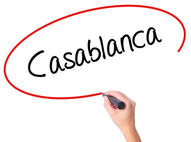 Kadın el Casablanca siyah kalemi ile görsel ekranda yazma.