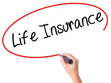 Kadın el hayat sigortası ile siyah kalemi görsel sc yazma.