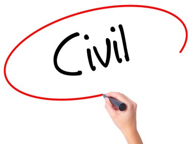 Kadın el sivil siyah kalemi ile görsel ekranda yazma.