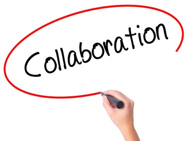 Kadın el işbirliği ile siyah kalemi görsel scr yazma.