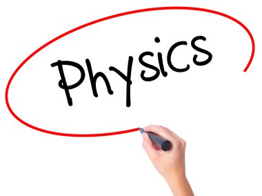 Kadın el fizik ile siyah kalemi görsel ekranda yazma.