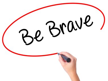 Kadın el olmak cesur siyah kalemi ile görsel ekranda yazma