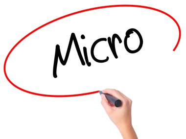 Kadın el mikro ile siyah kalemi görsel ekranda yazma.