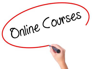 Kadın el online kurslar ile siyah kalemi görsel sc yazma.