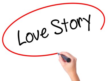 Kadın el aşk hikayesi ile siyah kalemi görsel ekranda yazma.