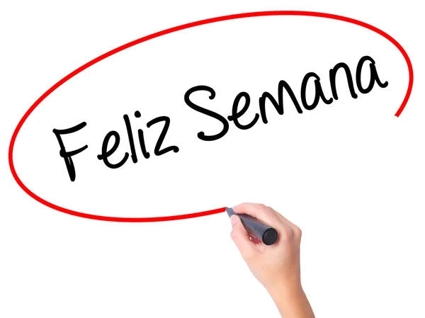 Жінки рукописний текст почерк Feliz Semana (тиждень щасливий в Іспанська/Portugue — стокове фото
