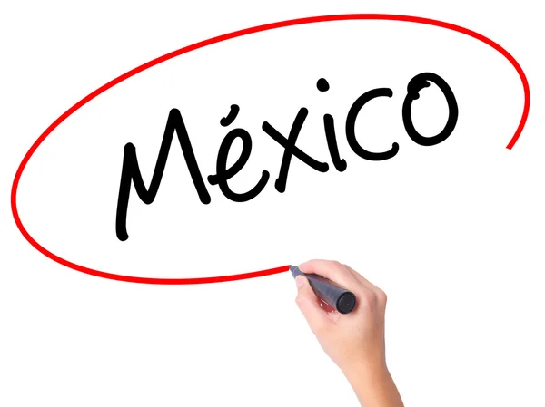 墨西哥 （西班牙语） 用黑色记号笔写上可视化的妇女手 — 图库照片