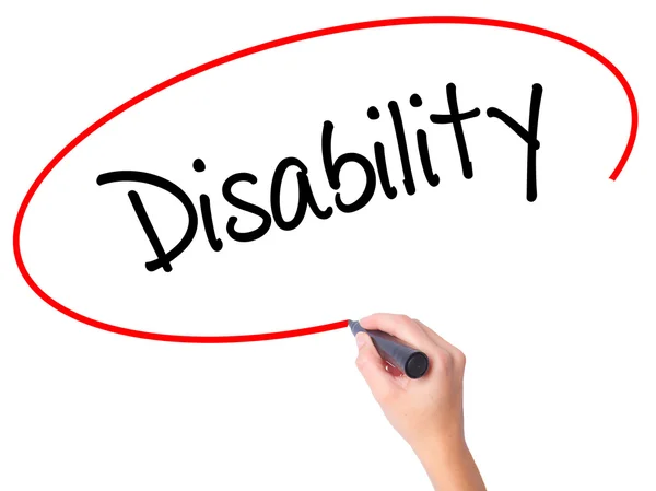 Women Hand writing Disability with black marker on visual screen — Stock Photo, Image