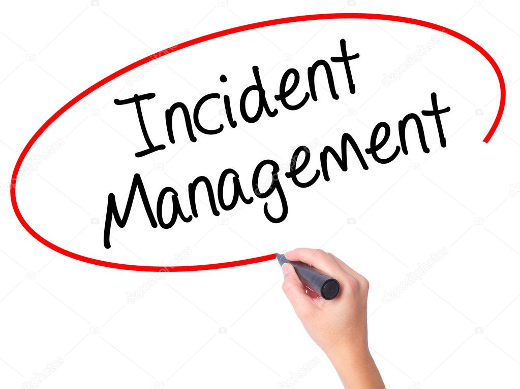 women hand writing incident management with black marker on visu incident management