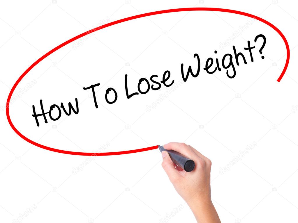 Women Hand writing How To Lose Weight? with black marker on visu