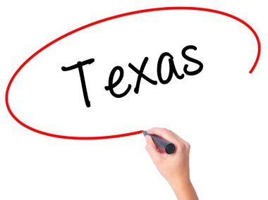 Kadın el Texas ile siyah kalemi görsel ekranda yazma.