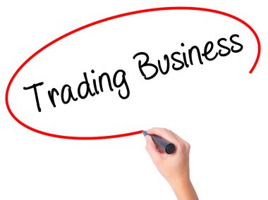 Kadın el ticaret iş ile siyah kalemi görsel üzerinde yazılı. 