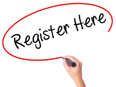 Kadın el ile siyah kalemi görsel scr yazı burada kayıt