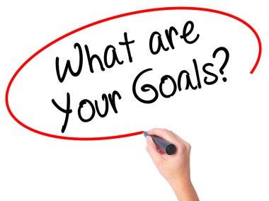 Kadın el yazma Your hedefleri nelerdir? VI üzerinde siyah kalemi ile