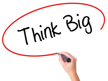 Kadın el düşünüyorum büyük siyah kalemi ile görsel ekranda yazma