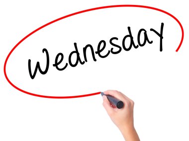 Kadın el Çarşamba ile siyah kalemi görsel ekranda yazma.