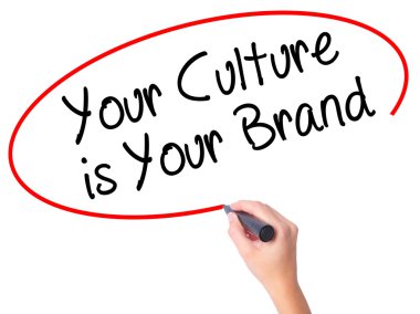 Kadın el yazma Your kültür siyah kalemi ile Your markasıdır 