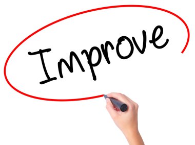 Kadın el geliştirmek görsel ekranda siyah kalemi ile yazma