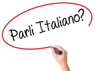 Kadın el Parli Italiano yazma? siyah kalemi ile görsel s